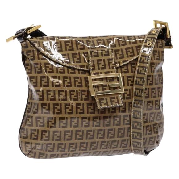 FENDI Zucchino Canvas Mamma Baguette Shoulder Bag Beige Gold - Picture 1 of 13